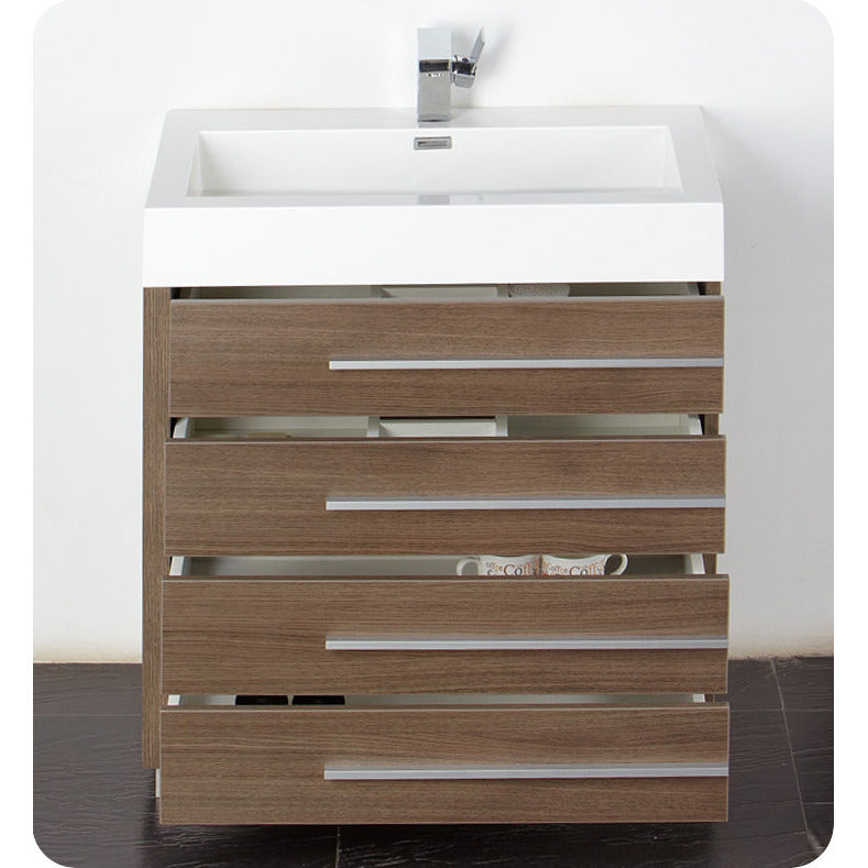 Fresca Livello 30" Gray Oak Modern Bathroom Vanity w/ Medicine Cabinet - living-essentials