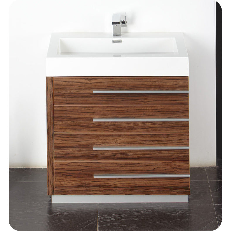 Fresca Livello 30" Walnut Modern Bathroom Vanity w/ Medicine Cabinet - living-essentials
