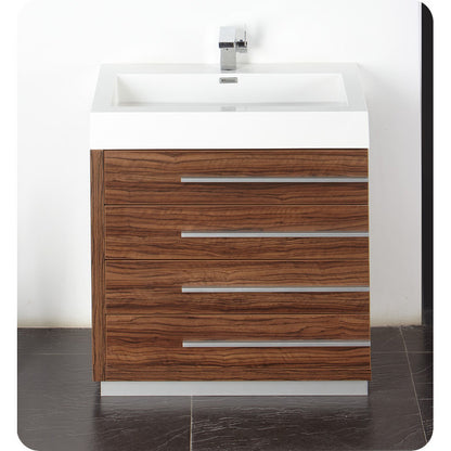 Fresca Livello 30" Walnut Modern Bathroom Vanity w/ Medicine Cabinet - living-essentials