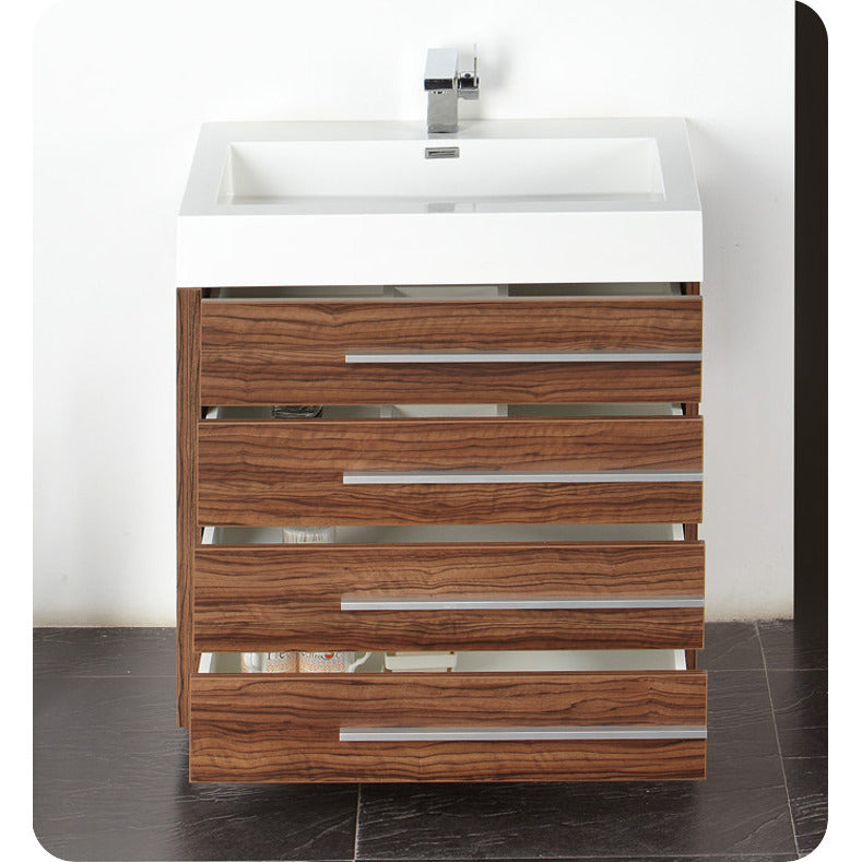 Fresca Livello 30" Walnut Modern Bathroom Vanity w/ Medicine Cabinet - living-essentials