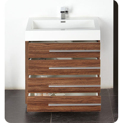 Fresca Livello 30" Walnut Modern Bathroom Vanity w/ Medicine Cabinet - living-essentials