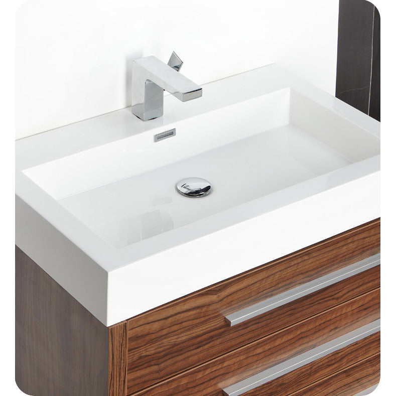 Fresca Livello 30" Walnut Modern Bathroom Vanity w/ Medicine Cabinet - living-essentials