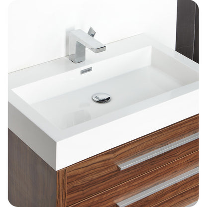 Fresca Livello 30" Walnut Modern Bathroom Vanity w/ Medicine Cabinet - living-essentials