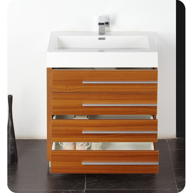 Fresca Livello 30" Teak Modern Bathroom Vanity w/ Medicine Cabinet - living-essentials