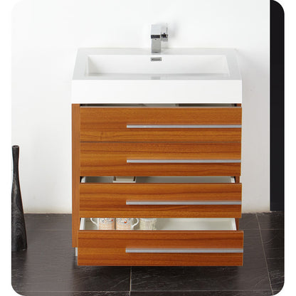 Fresca Livello 30" Teak Modern Bathroom Vanity w/ Medicine Cabinet - living-essentials