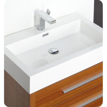 Fresca Livello 30" Teak Modern Bathroom Vanity w/ Medicine Cabinet - living-essentials