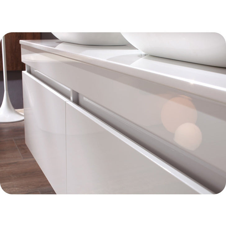 Fresca Largo White Modern Bathroom Vanity w/ Wavy Double Sinks - living-essentials