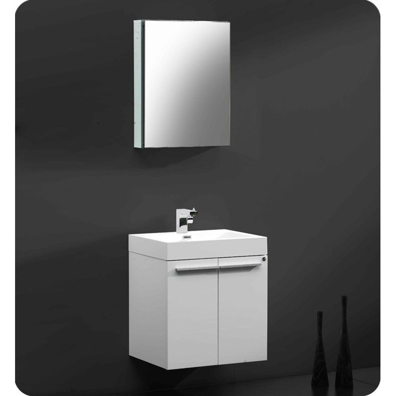 Fresca Alto White Modern Bathroom Vanity w/ Medicine Cabinet - living-essentials