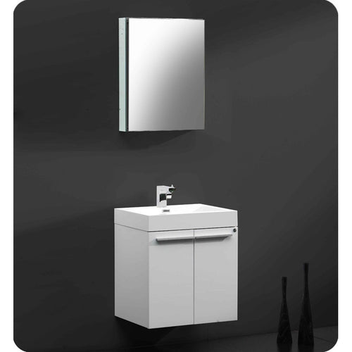 Fresca Alto White Modern Bathroom Vanity w/ Medicine Cabinet - living-essentials