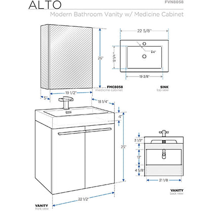 Fresca Alto White Modern Bathroom Vanity w/ Medicine Cabinet - living-essentials