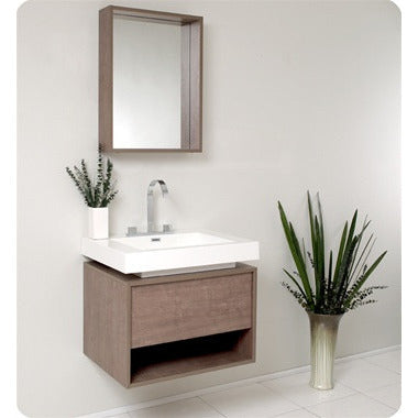 Fresca Potenza Gray Oak Modern Bathroom Vanity w/ Pop Open Drawer - living-essentials
