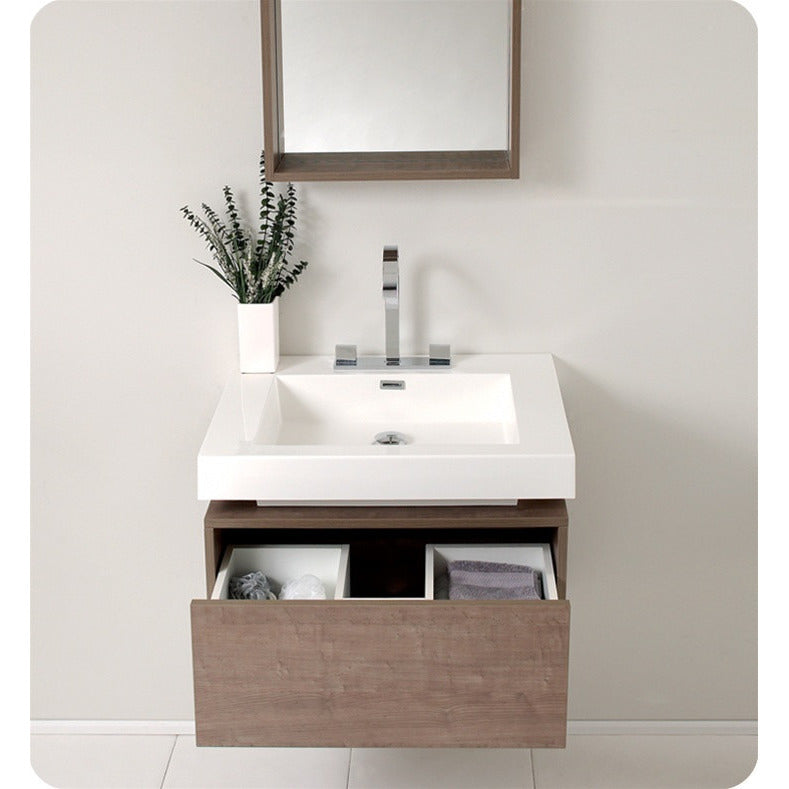 Fresca Potenza Gray Oak Modern Bathroom Vanity w/ Pop Open Drawer - living-essentials