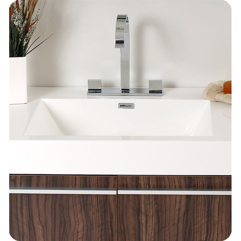 Fresca Vista Walnut Modern Bathroom Vanity w/ Medicine Cabinet - living-essentials