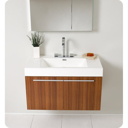Fresca Vista Teak Modern Bathroom Vanity w/ Medicine Cabinet - living-essentials