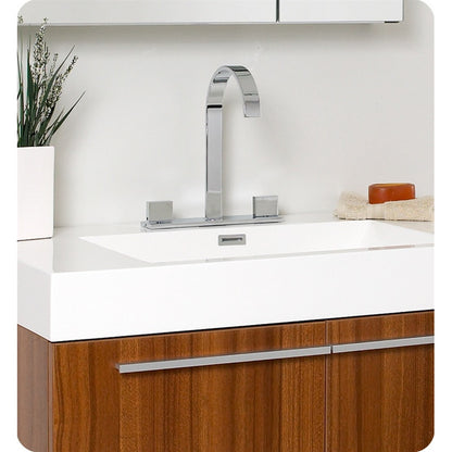 Fresca Vista Teak Modern Bathroom Vanity w/ Medicine Cabinet - living-essentials