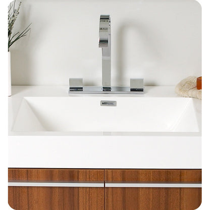 Fresca Vista Teak Modern Bathroom Vanity w/ Medicine Cabinet - living-essentials