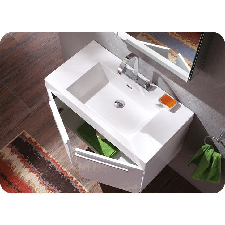 Fresca Vista White Modern Bathroom Vanity w/ Medicine Cabinet - living-essentials