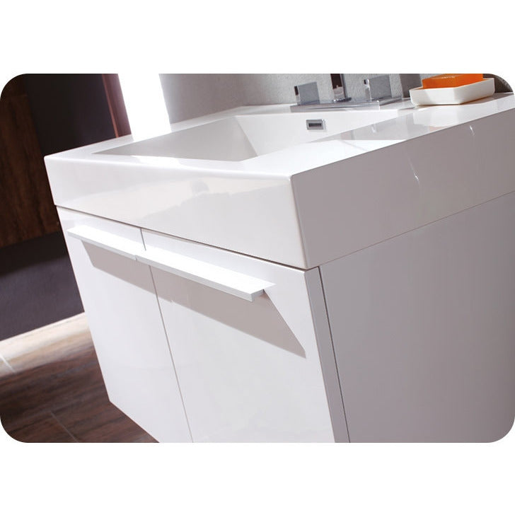 Fresca Vista White Modern Bathroom Vanity w/ Medicine Cabinet - living-essentials