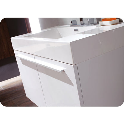 Fresca Vista White Modern Bathroom Vanity w/ Medicine Cabinet - living-essentials
