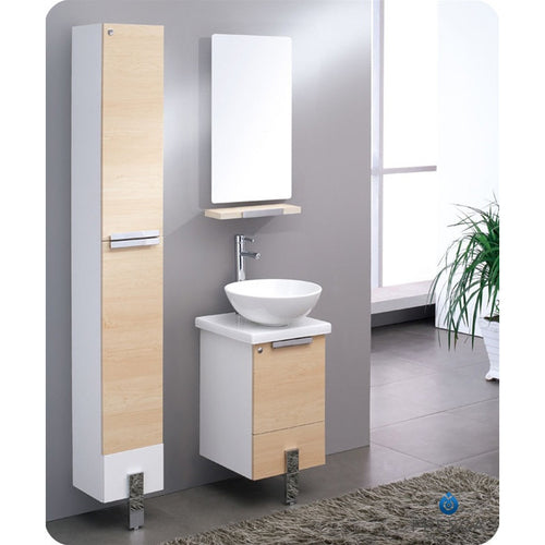 Fresca Adour 16" Light Walnut Modern Bathroom Vanity w/ Mirror - living-essentials