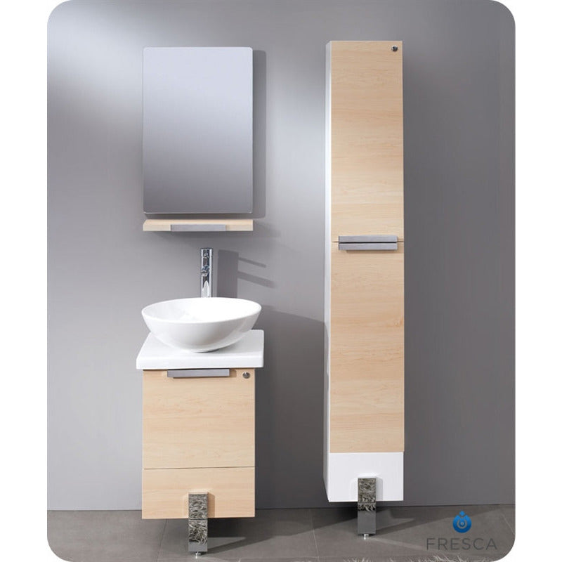 Fresca Adour 16" Light Walnut Modern Bathroom Vanity w/ Mirror - living-essentials