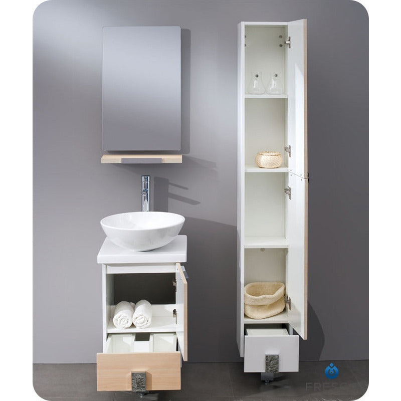 Fresca Adour 16" Light Walnut Modern Bathroom Vanity w/ Mirror - living-essentials