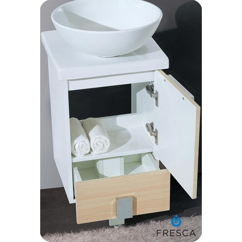 Fresca Adour 16" Light Walnut Modern Bathroom Vanity w/ Mirror - living-essentials