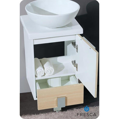 Fresca Adour 16" Light Walnut Modern Bathroom Vanity w/ Mirror - living-essentials