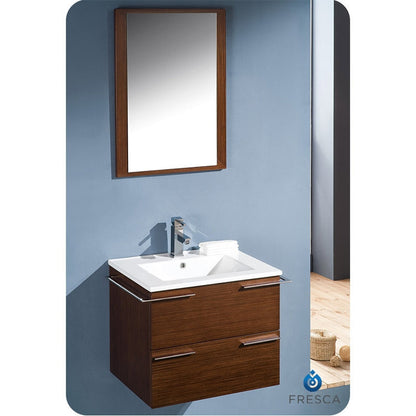 Fresca Cielo 24" Wenge Brown Modern Bathroom Vanity w/ Mirror - living-essentials