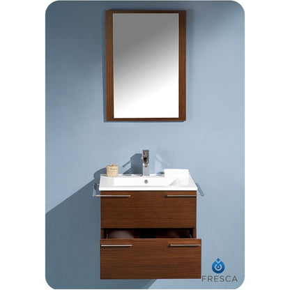 Fresca Cielo 24" Wenge Brown Modern Bathroom Vanity w/ Mirror - living-essentials