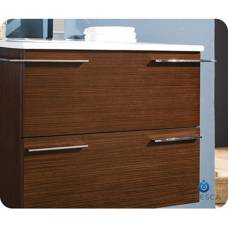 Fresca Cielo 24" Wenge Brown Modern Bathroom Vanity w/ Mirror - living-essentials