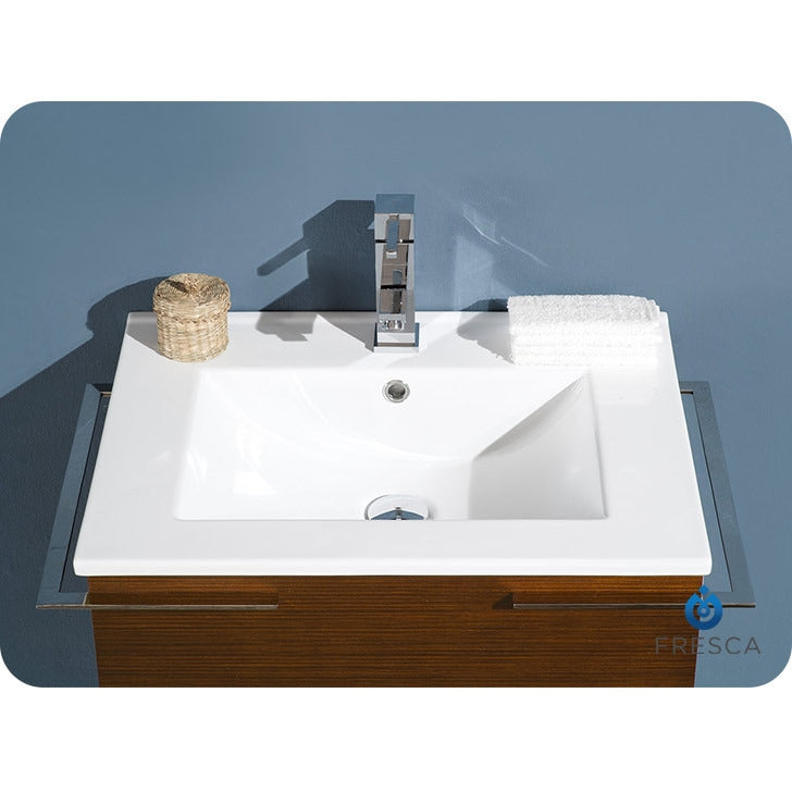 Fresca Cielo 24" Wenge Brown Modern Bathroom Vanity w/ Mirror - living-essentials