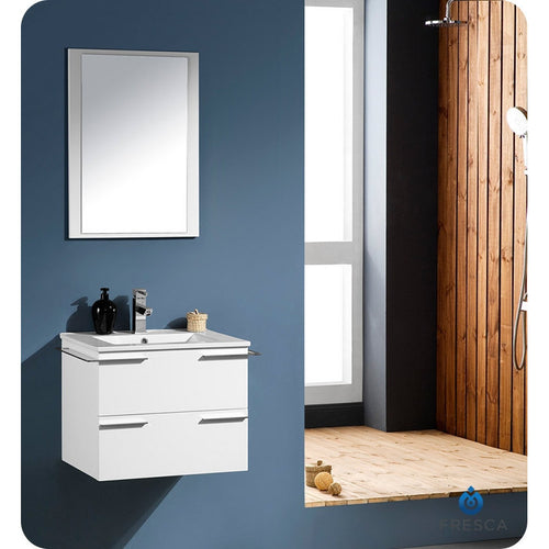 Fresca Cielo 24" White Modern Bathroom Vanity w/ Mirror - living-essentials
