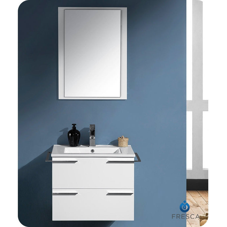 Fresca Cielo 24" White Modern Bathroom Vanity w/ Mirror - living-essentials