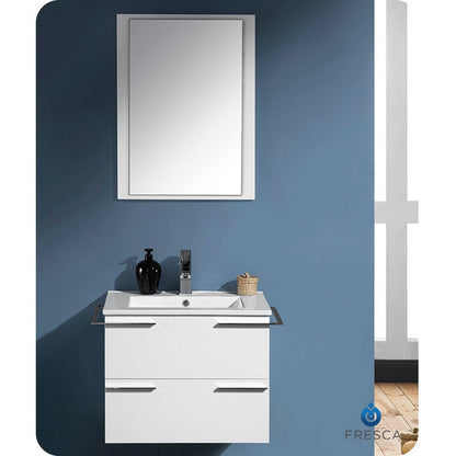 Fresca Cielo 24" White Modern Bathroom Vanity w/ Mirror - living-essentials
