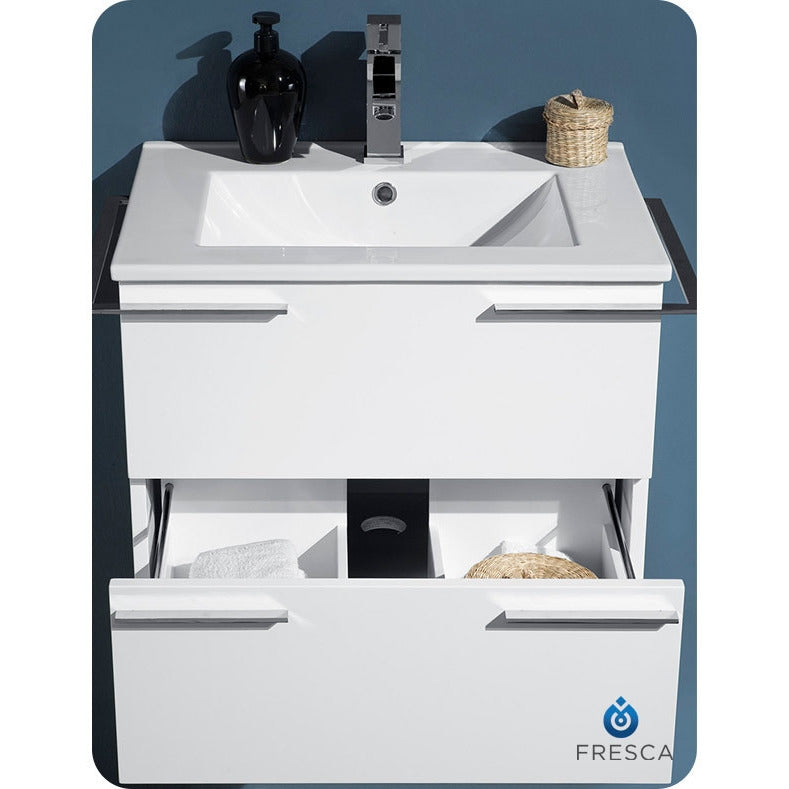 Fresca Cielo 24" White Modern Bathroom Vanity w/ Mirror - living-essentials