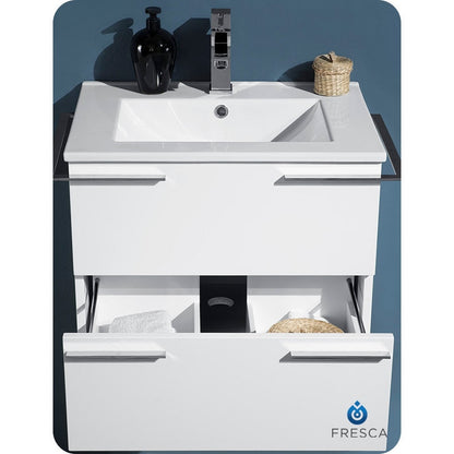 Fresca Cielo 24" White Modern Bathroom Vanity w/ Mirror - living-essentials