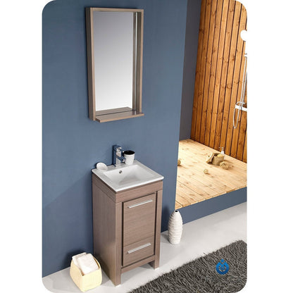 Fresca Allier 16" Gray Oak Modern Bathroom Vanity w/ Mirror - living-essentials