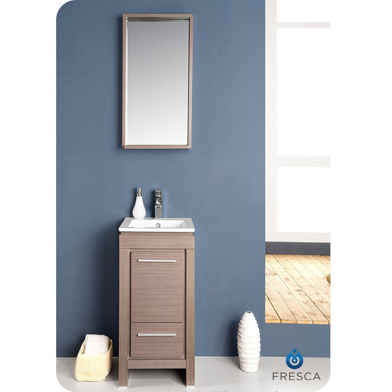 Fresca Allier 16" Gray Oak Modern Bathroom Vanity w/ Mirror - living-essentials