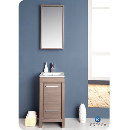 Fresca Allier 16" Gray Oak Modern Bathroom Vanity w/ Mirror - living-essentials