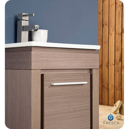 Fresca Allier 16" Gray Oak Modern Bathroom Vanity w/ Mirror - living-essentials