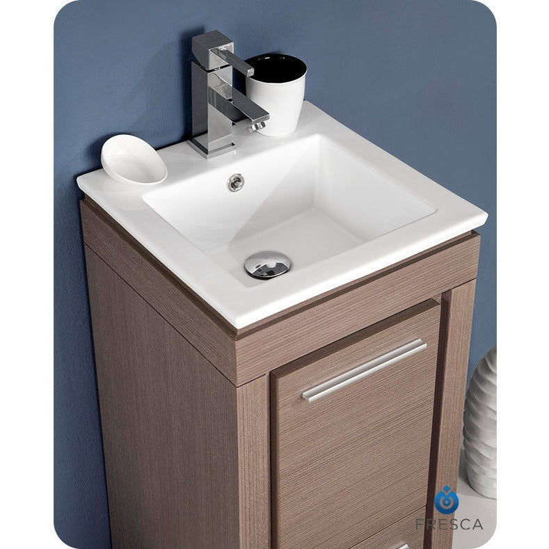 Fresca Allier 16" Gray Oak Modern Bathroom Vanity w/ Mirror - living-essentials