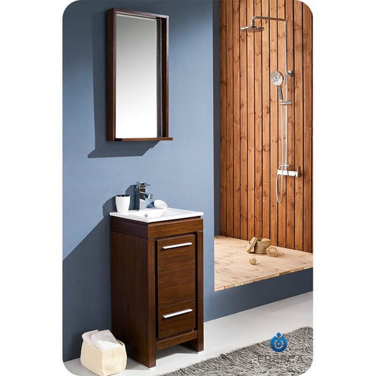 Fresca Allier 16" Wenge Brown Modern Bathroom Vanity w/ Mirror - living-essentials