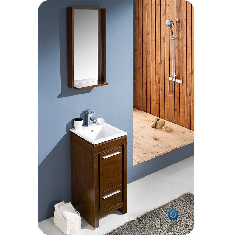 Fresca Allier 16" Wenge Brown Modern Bathroom Vanity w/ Mirror - living-essentials