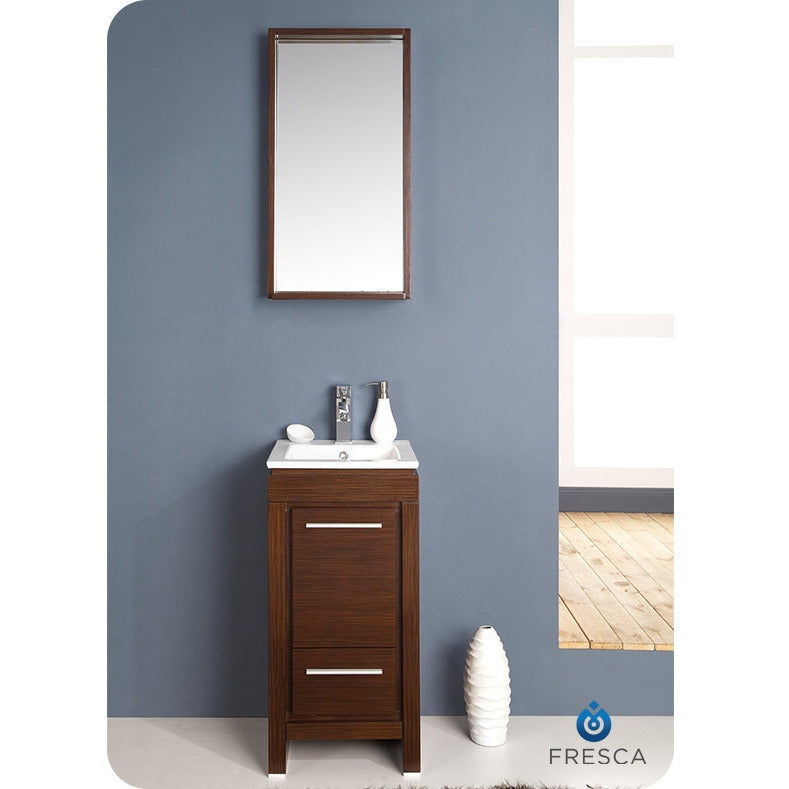 Fresca Allier 16" Wenge Brown Modern Bathroom Vanity w/ Mirror - living-essentials