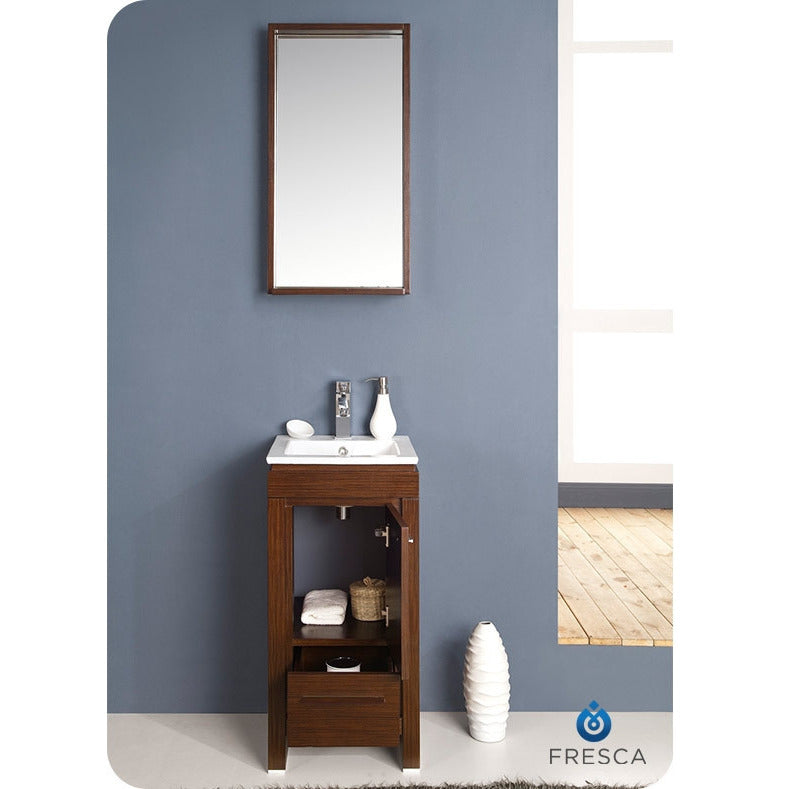 Fresca Allier 16" Wenge Brown Modern Bathroom Vanity w/ Mirror - living-essentials