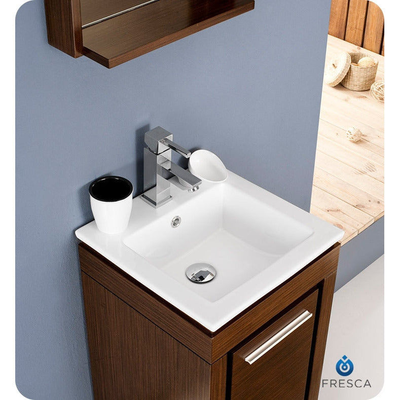 Fresca Allier 16" Wenge Brown Modern Bathroom Vanity w/ Mirror - living-essentials