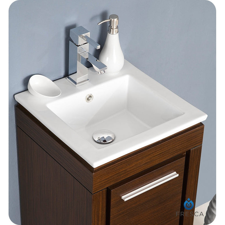 Fresca Allier 16" Wenge Brown Modern Bathroom Vanity w/ Mirror - living-essentials