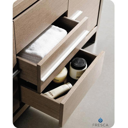 Fresca Allier 60" Gray Oak Modern Double Sink Bathroom Vanity w/ Mirror - living-essentials