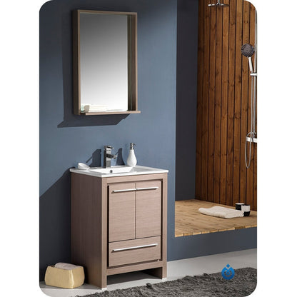 Fresca Allier 24" Gray Oak Modern Bathroom Vanity w/ Mirror - living-essentials